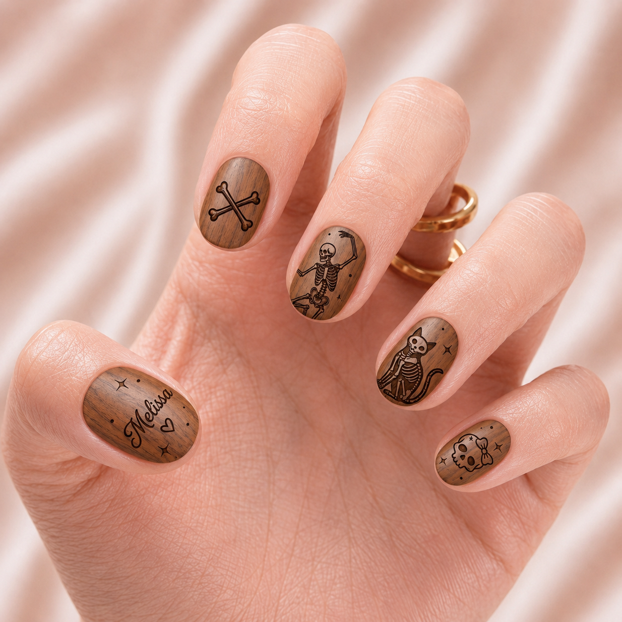 Halloween Skeleton Family – Personalized Press-On Nails