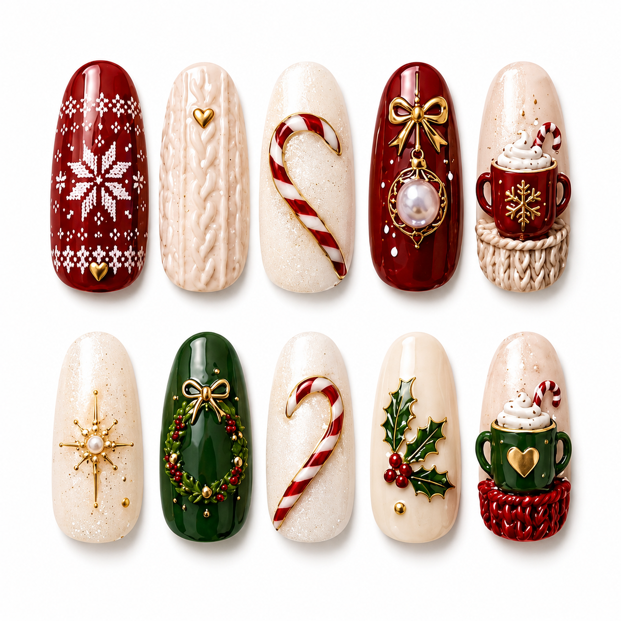 Cozy Christmas Charm – Personalized Press-On Nails