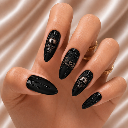 Black Skull - Personalized Press-On Nails