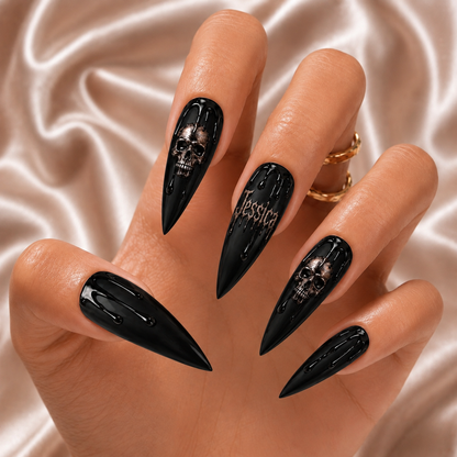 Black Skull - Personalized Press-On Nails