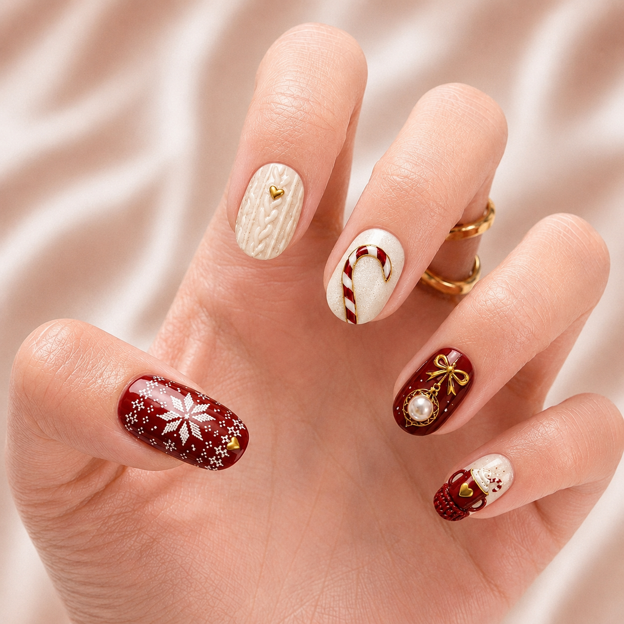 Cozy Christmas Charm – Personalized Press-On Nails