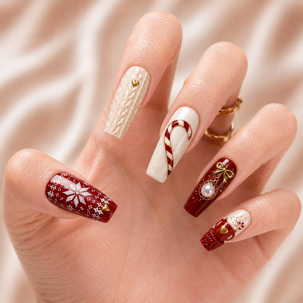 Cozy Christmas Charm – Personalized Press-On Nails
