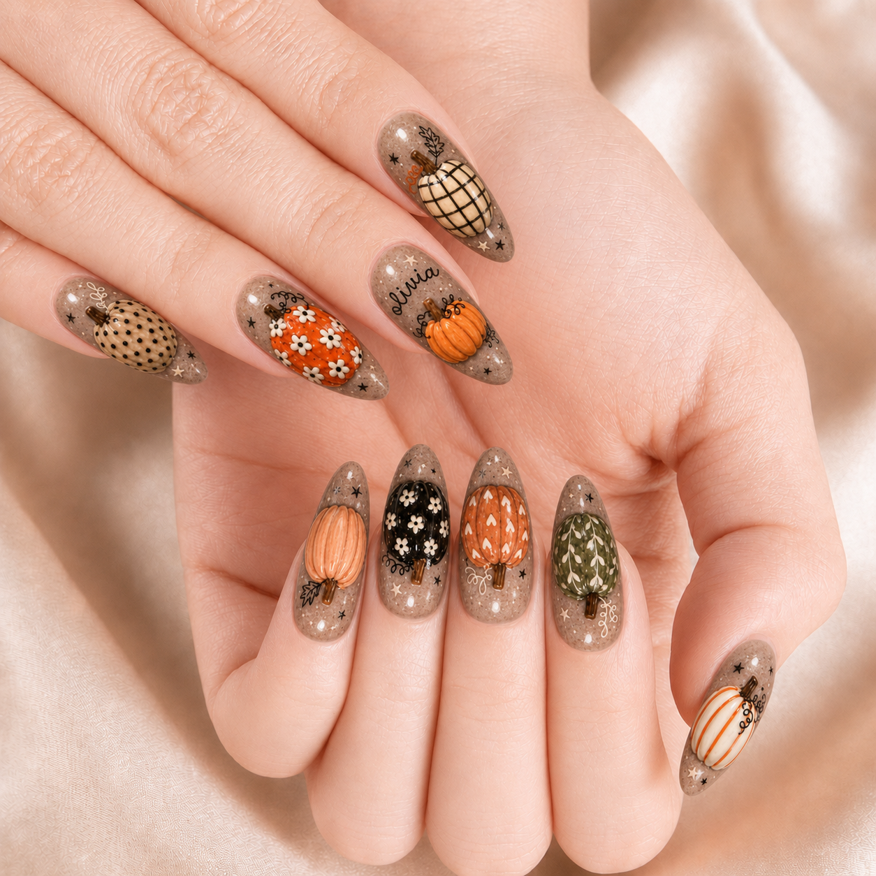 Boho Pumpkin - Personalized Press-On Nails