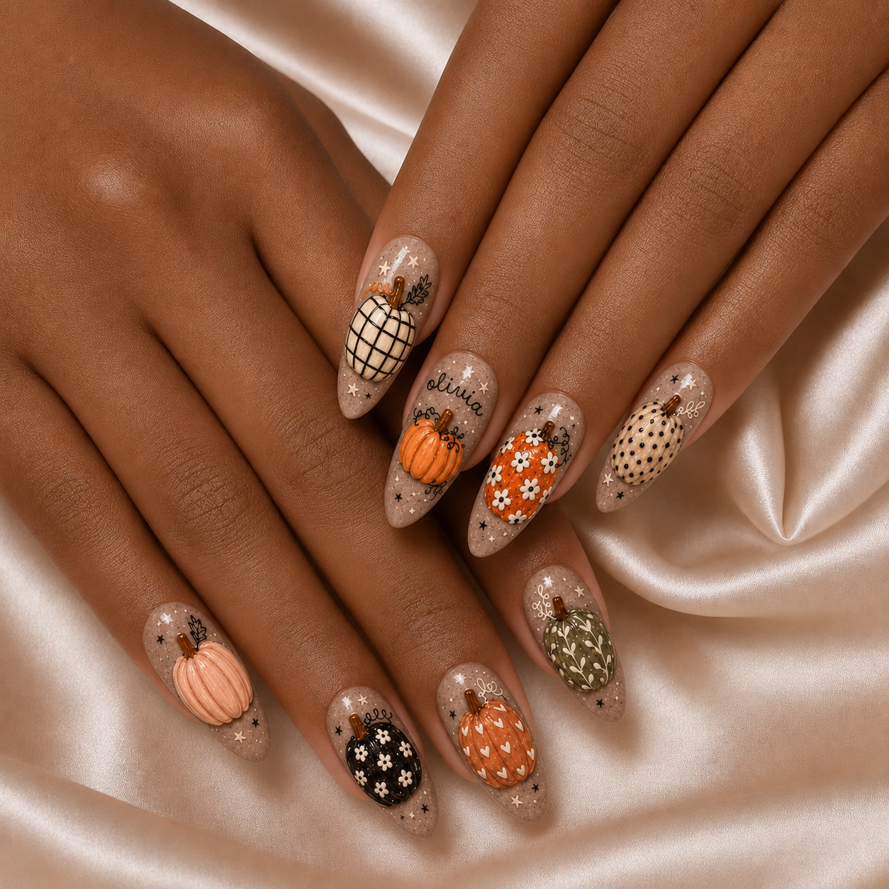 Boho Pumpkin - Personalized Press-On Nails