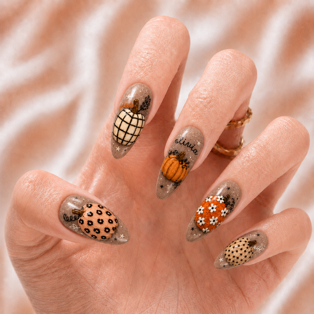 Boho Pumpkin - Personalized Press-On Nails