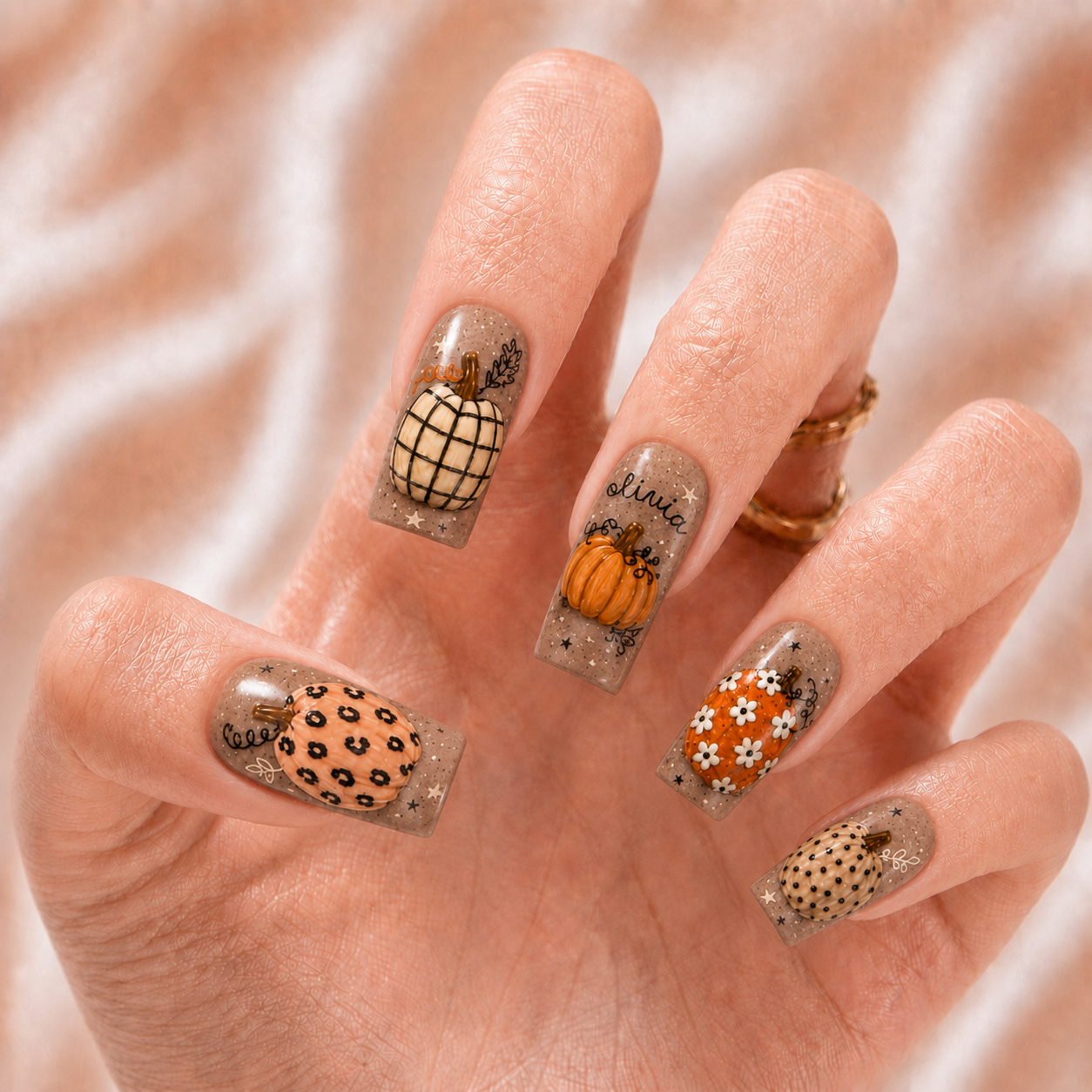 Boho Pumpkin - Personalized Press-On Nails