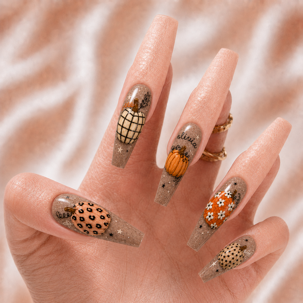 Boho Pumpkin - Personalized Press-On Nails