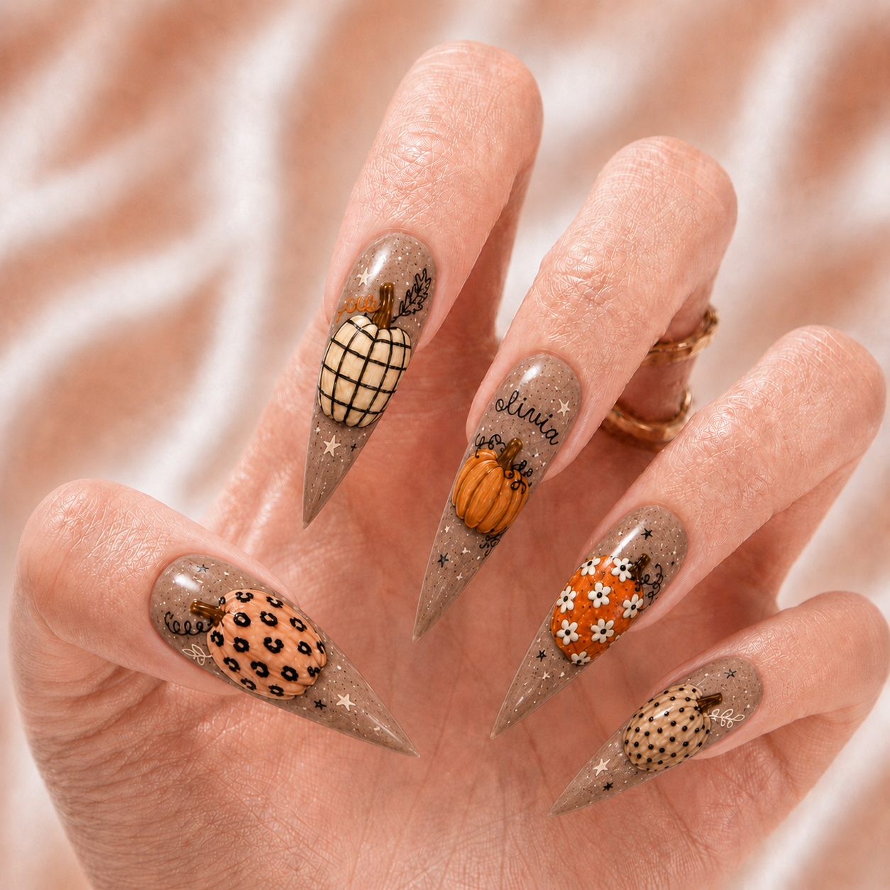 Boho Pumpkin - Personalized Press-On Nails