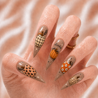 Boho Pumpkin - Personalized Press-On Nails