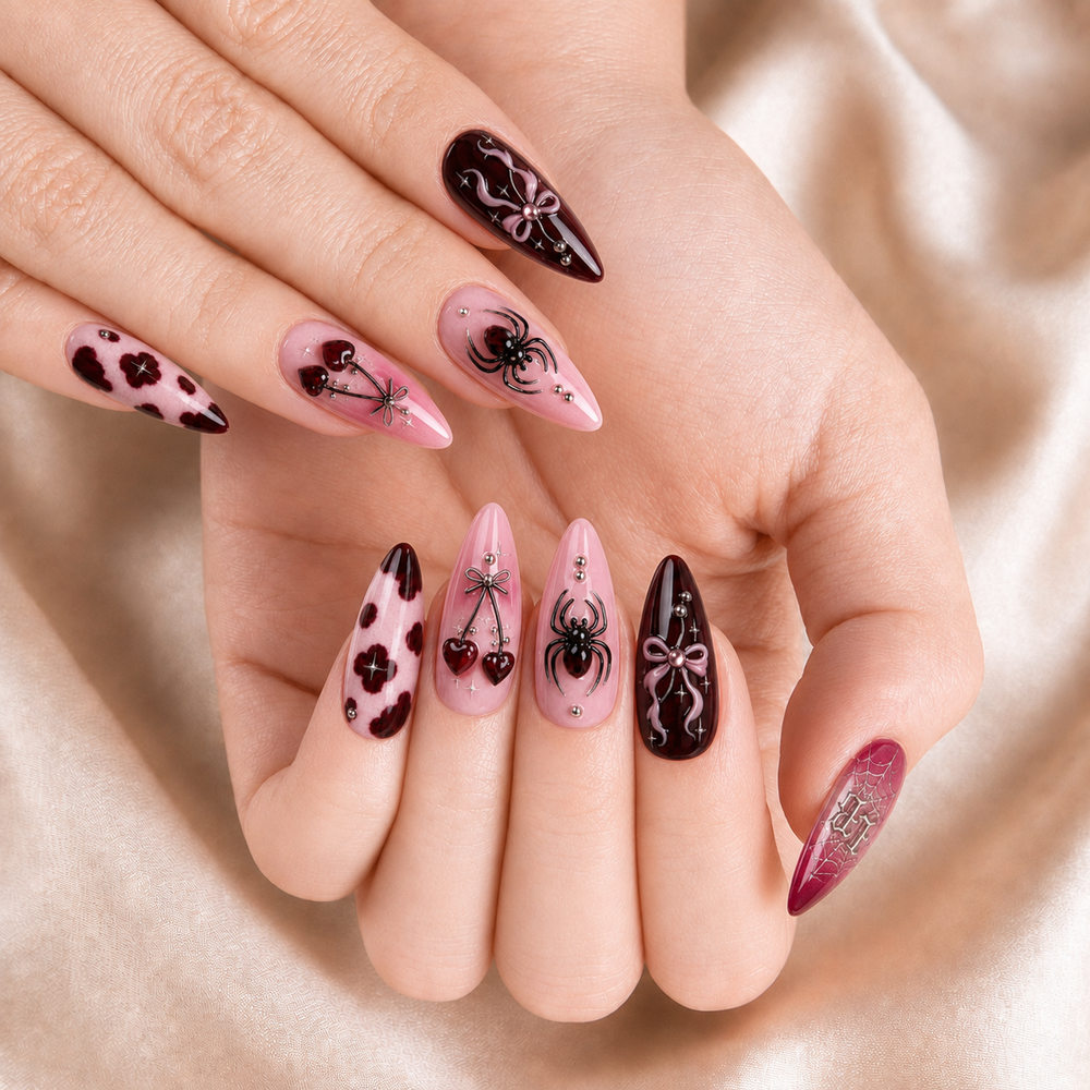 Burgundy Gothic - Personalized Press-On Nails