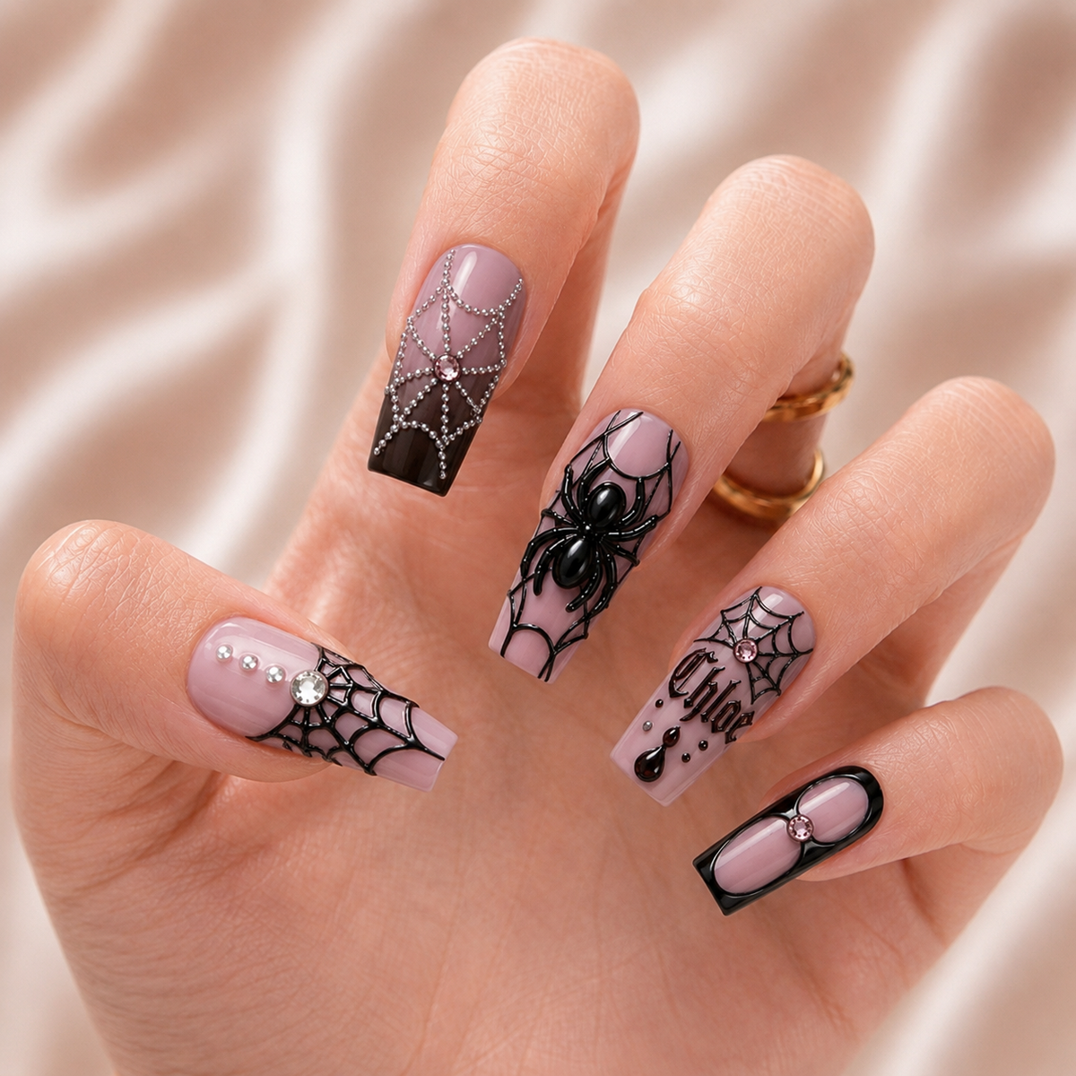 Gothic Love Web — Custom Press-On Nails