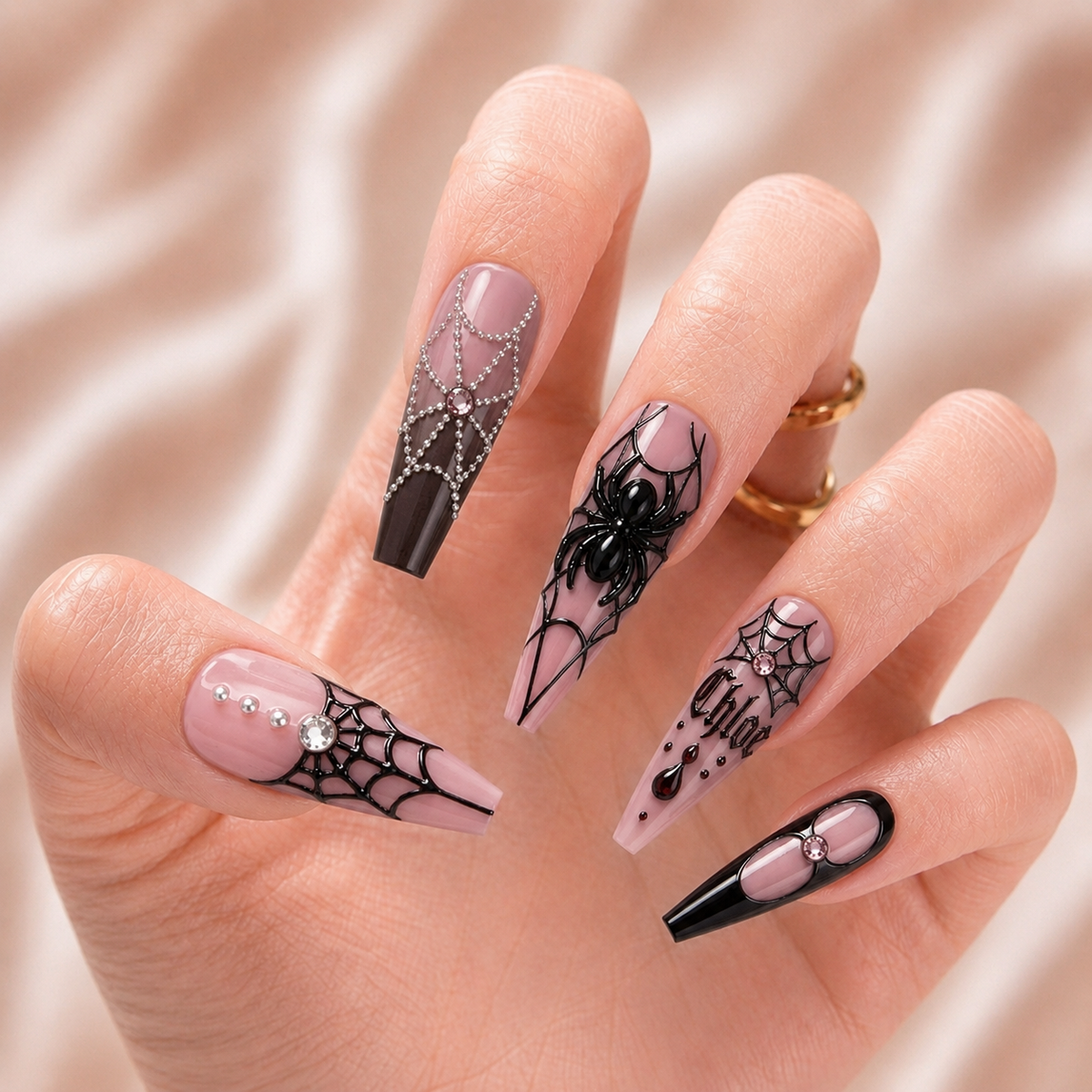 Gothic Love Web — Custom Press-On Nails