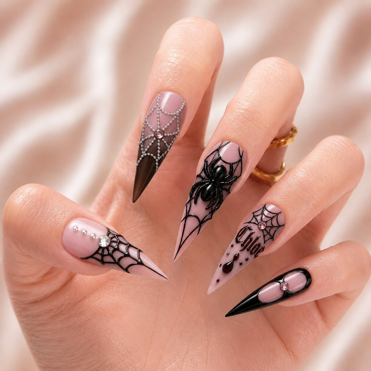 Gothic Love Web — Custom Press-On Nails