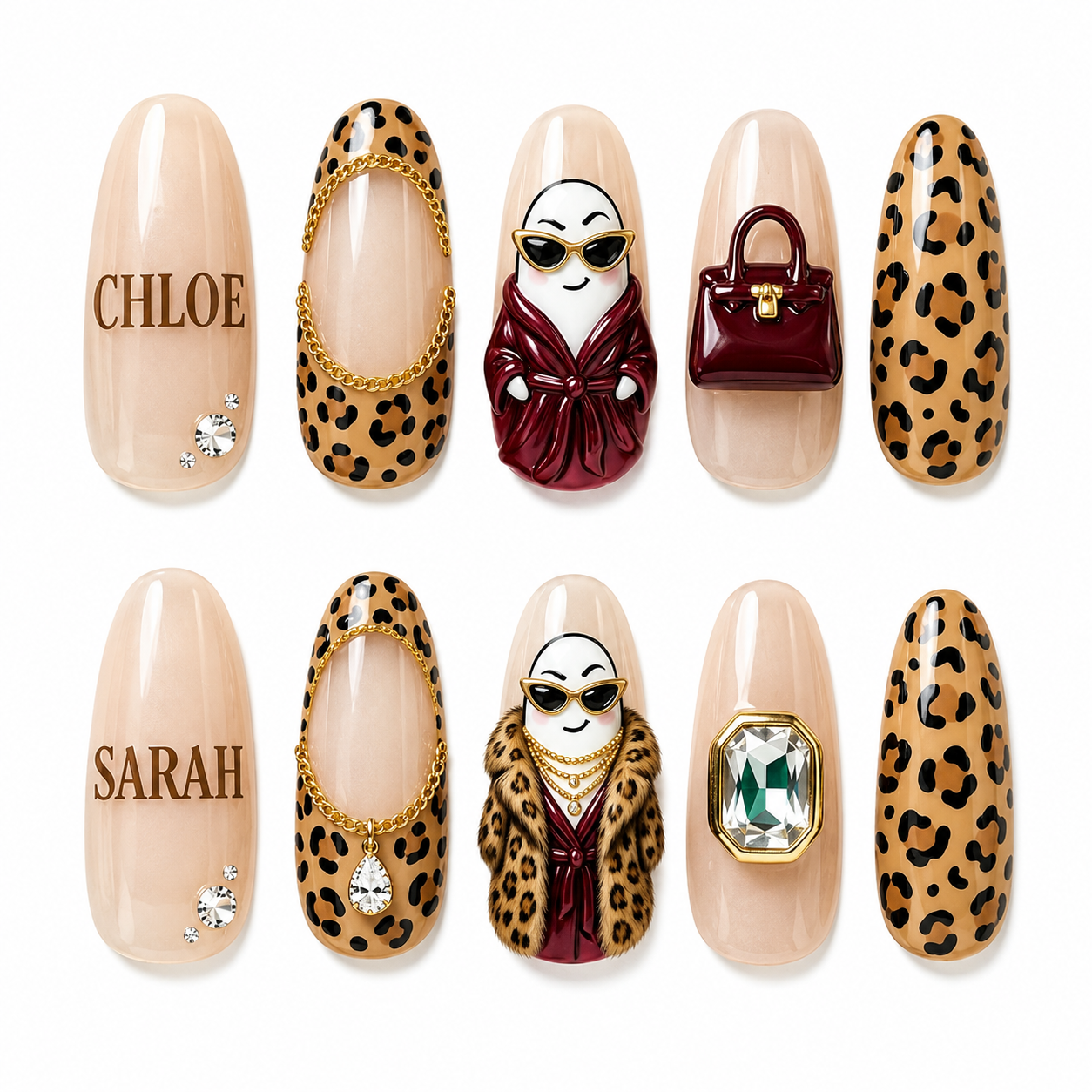 Leopard Luxe Besties – Personalized Press-On Nails