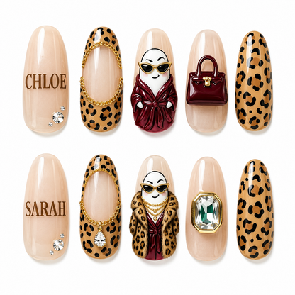 Leopard Luxe Besties – Personalized Press-On Nails
