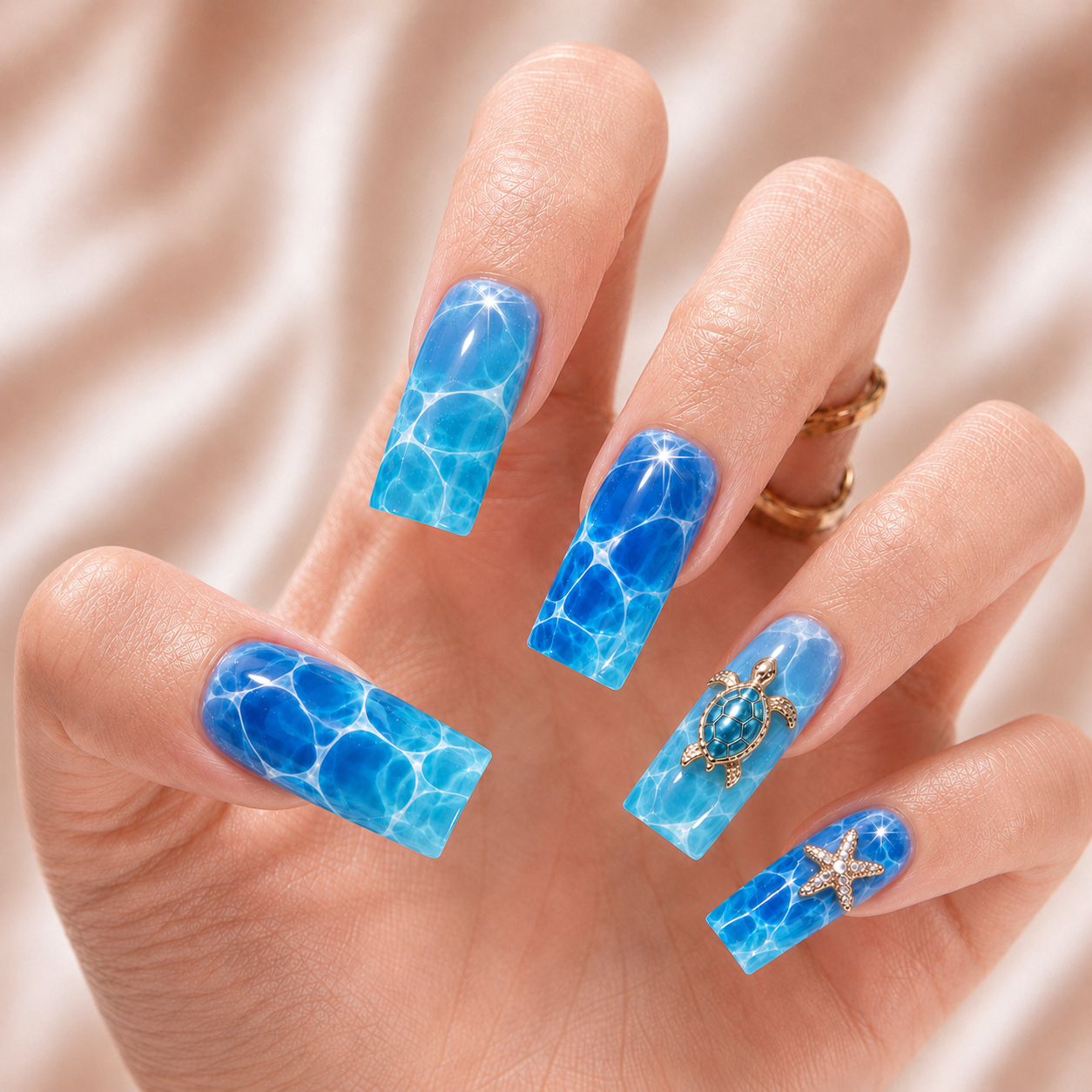 Turtle Ocean Sparkle - Press-On Nails