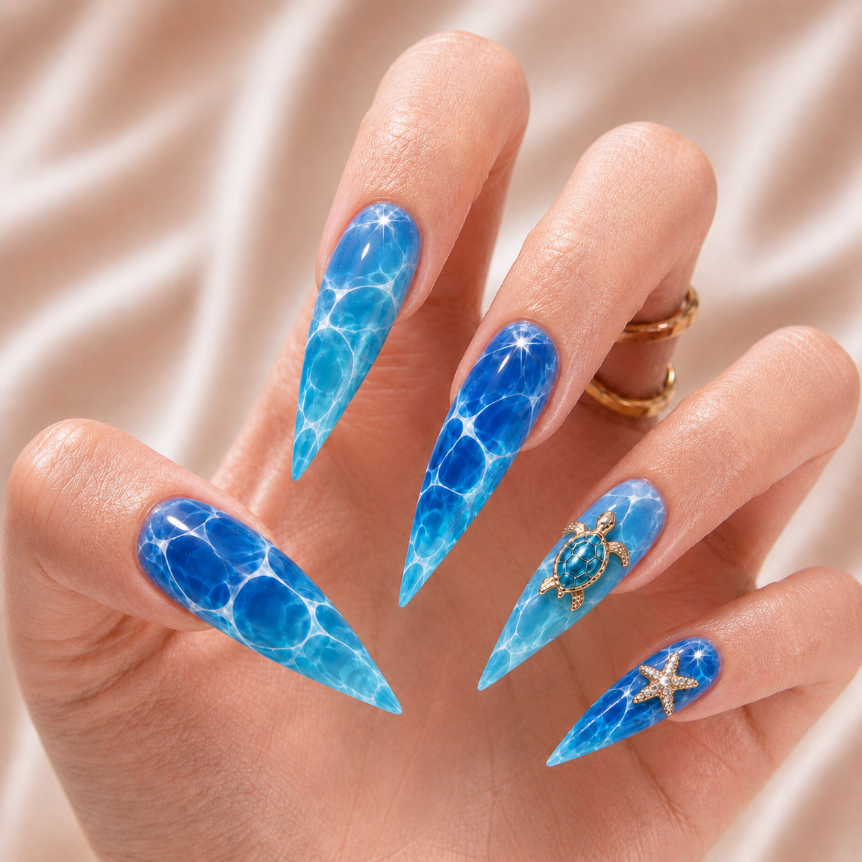 Turtle Ocean Sparkle - Press-On Nails