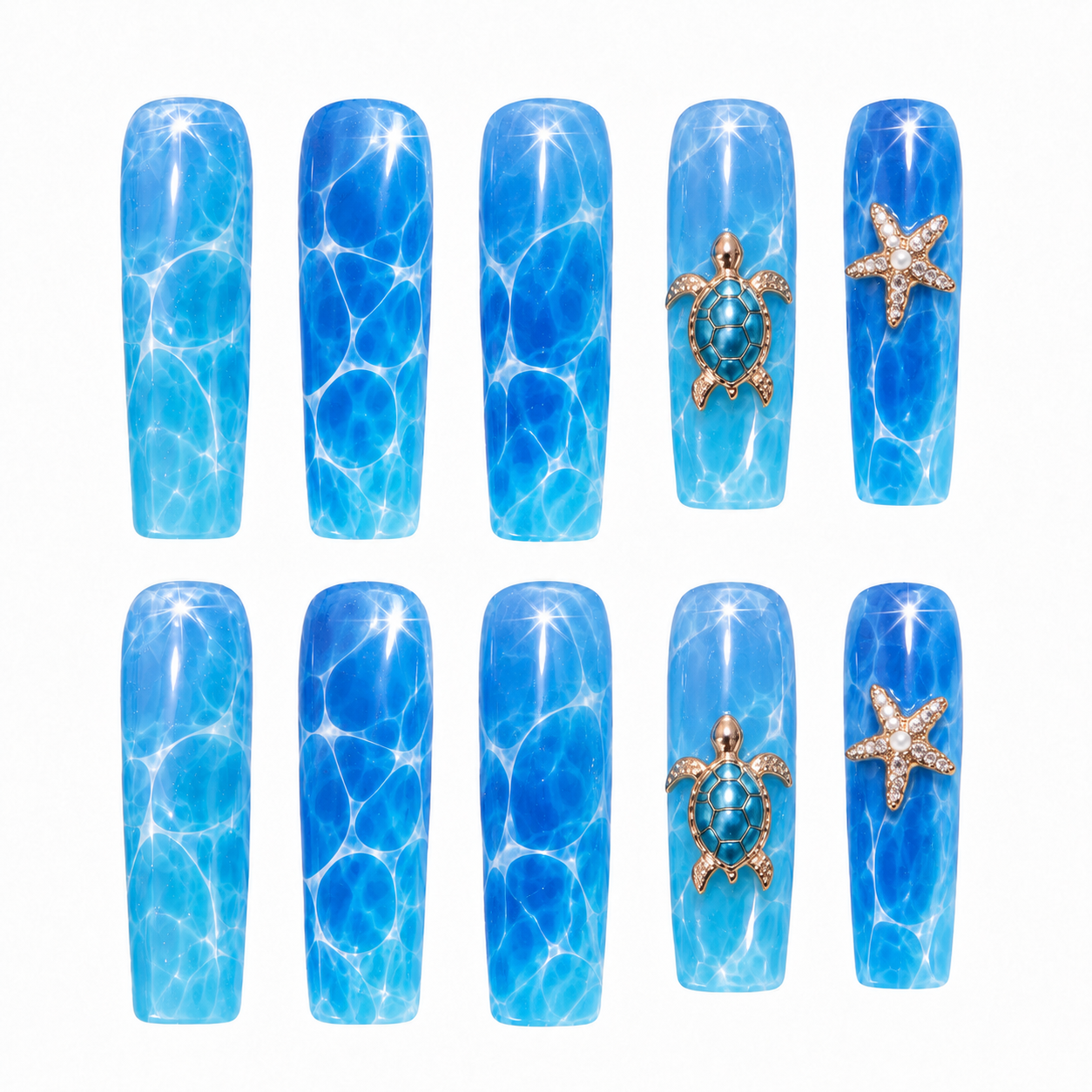 Turtle Ocean Sparkle - Press-On Nails