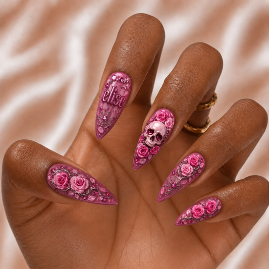 Floral Skull - Personalized Press-On Nails alternate image