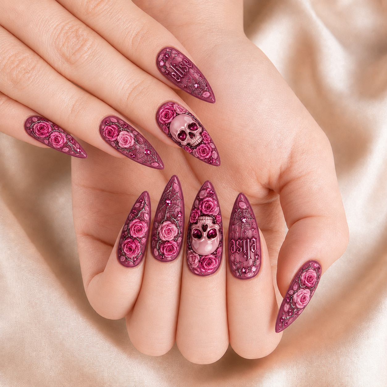 Floral Skull - Personalized Press-On Nails