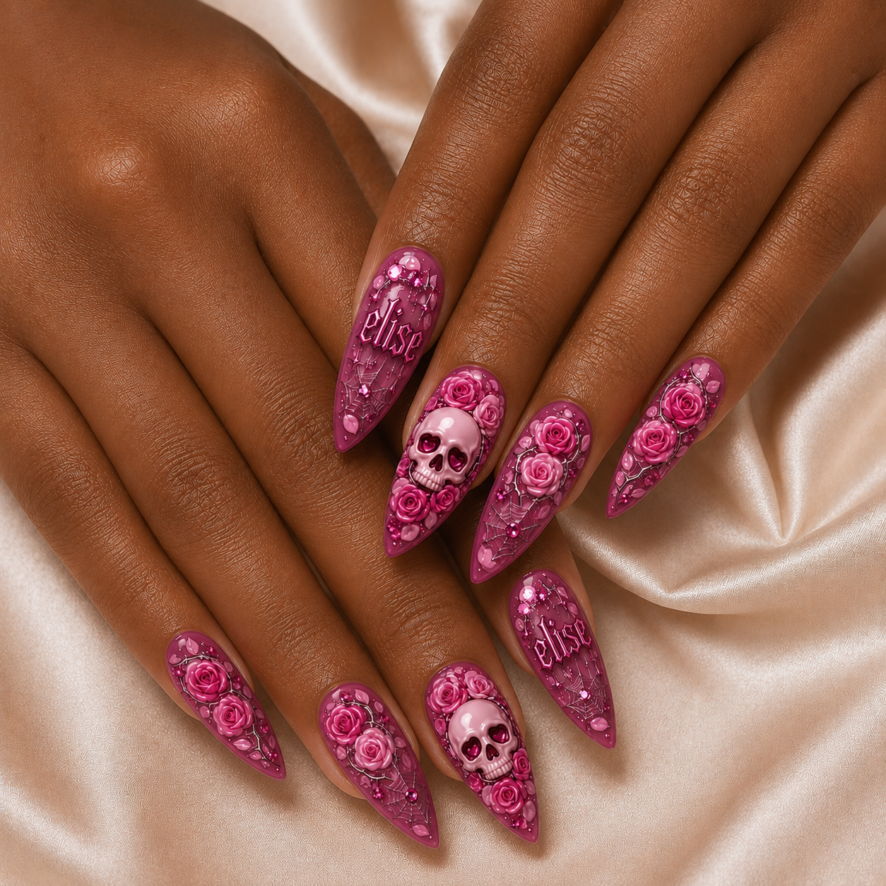 Floral Skull - Personalized Press-On Nails