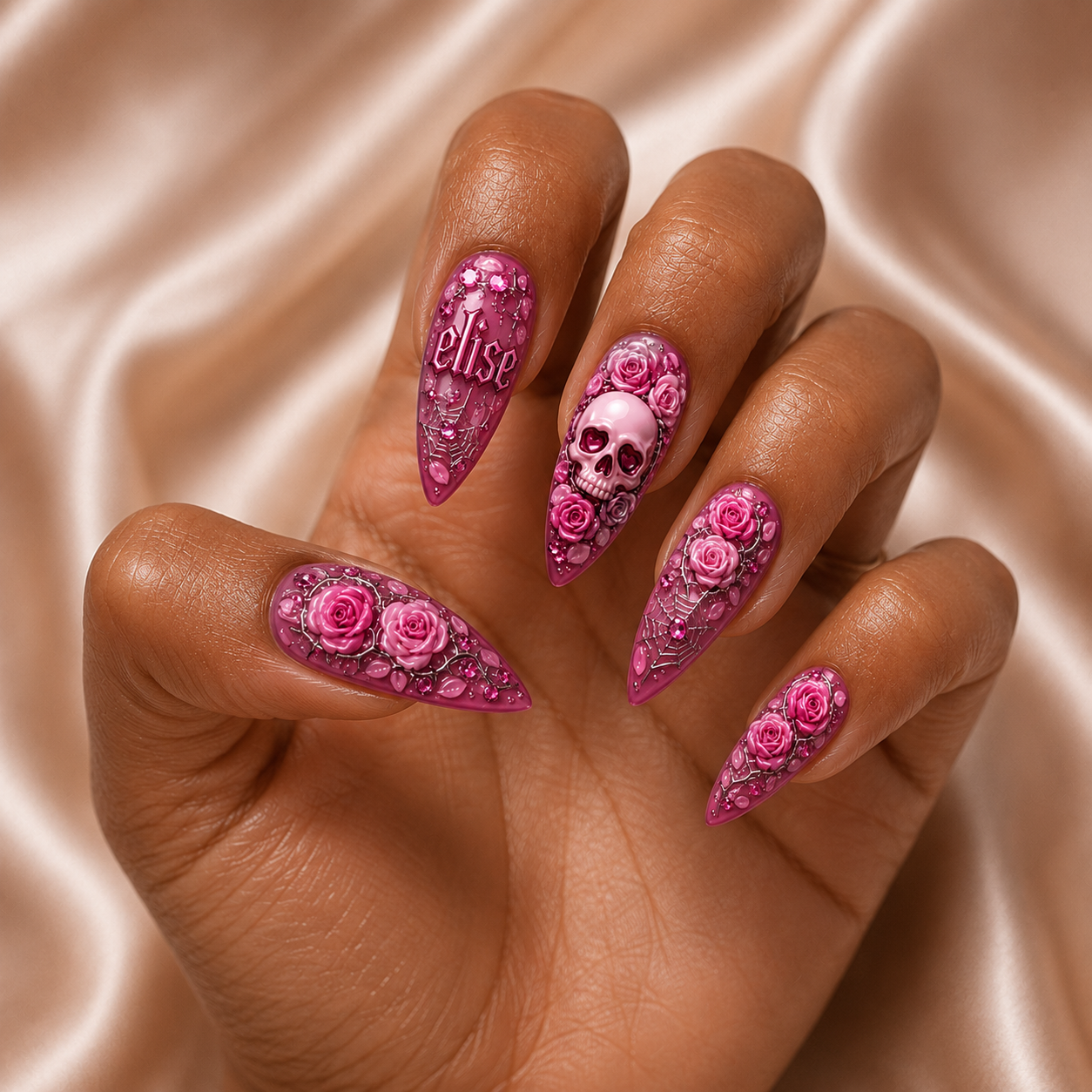 Floral Skull - Personalized Press-On Nails