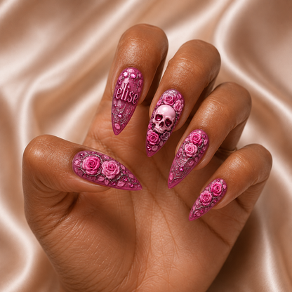 Floral Skull - Personalized Press-On Nails