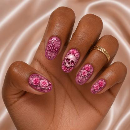 Floral Skull - Personalized Press-On Nails