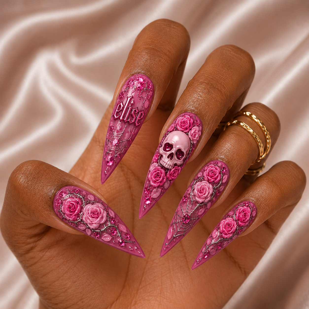Floral Skull - Personalized Press-On Nails