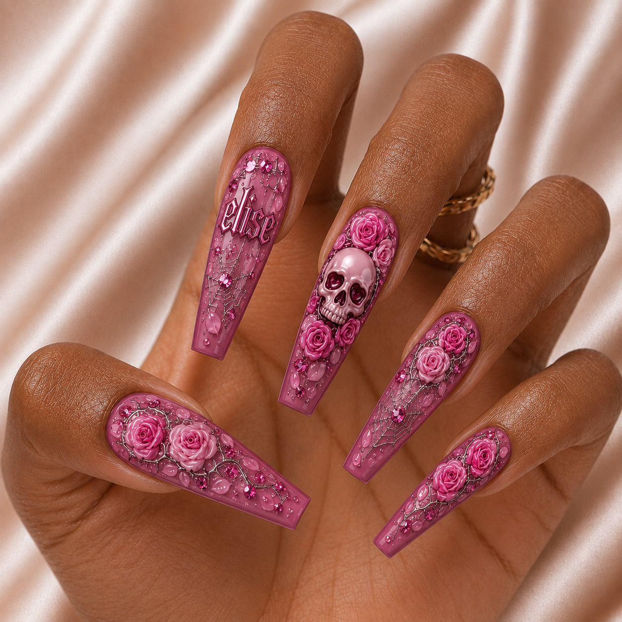 Floral Skull - Personalized Press-On Nails