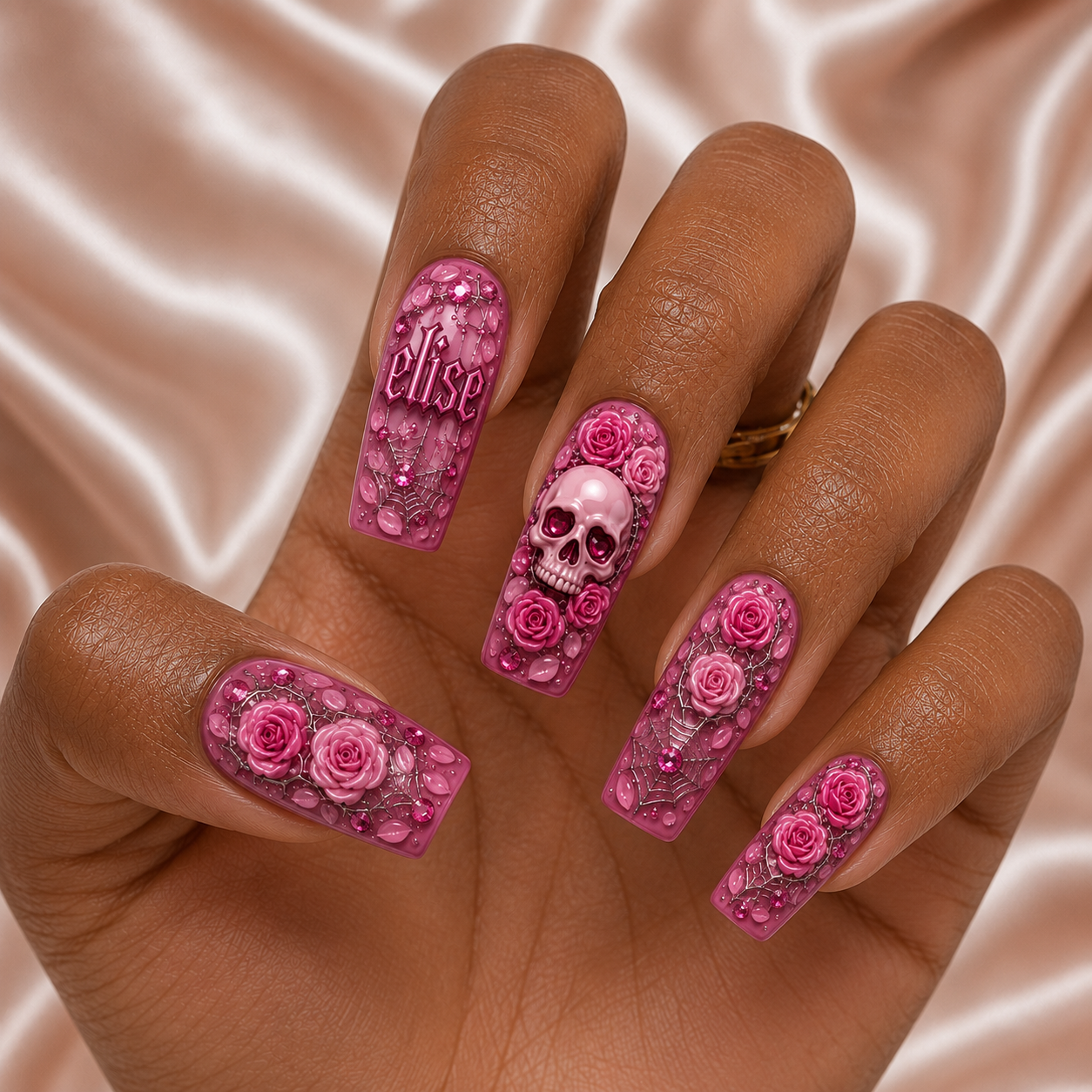 Floral Skull - Personalized Press-On Nails