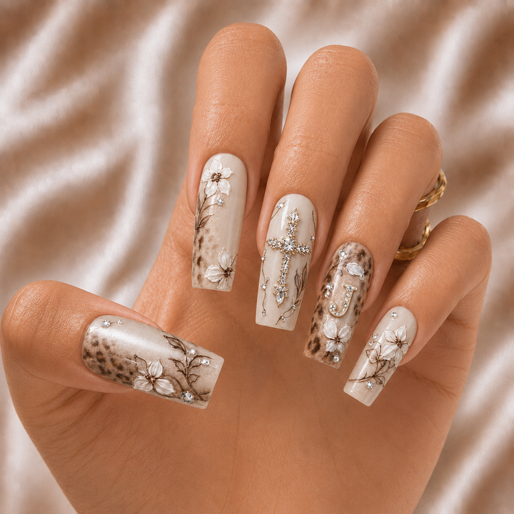 Faith Floral - Personalized Press-On Nails