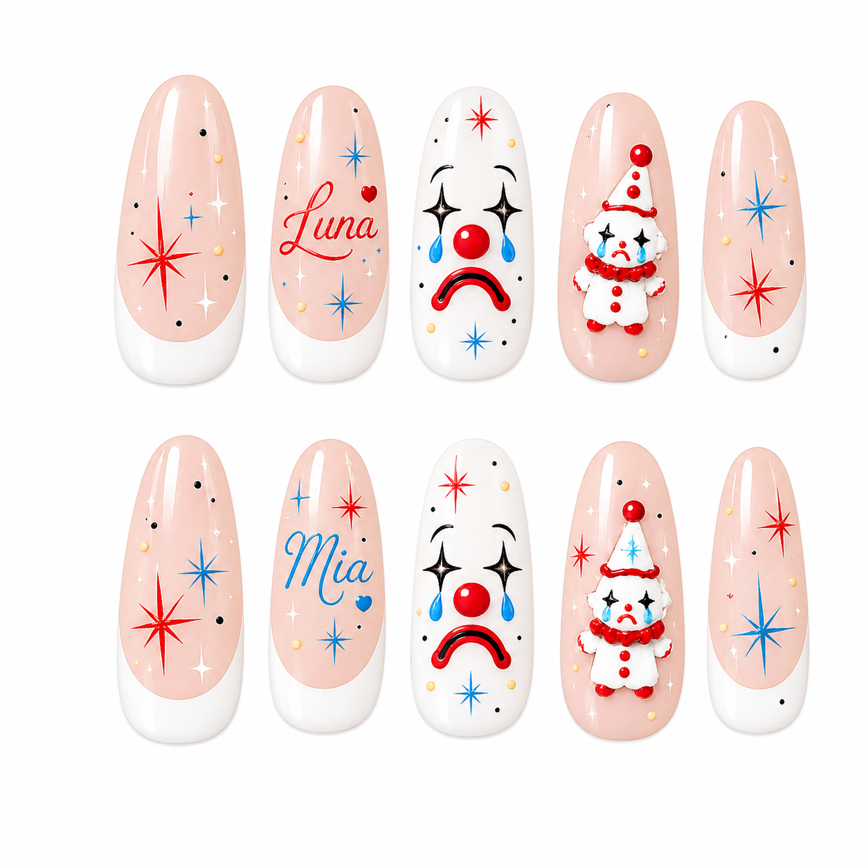 Sad Clown Sparkle – Personalized Press-On Nails