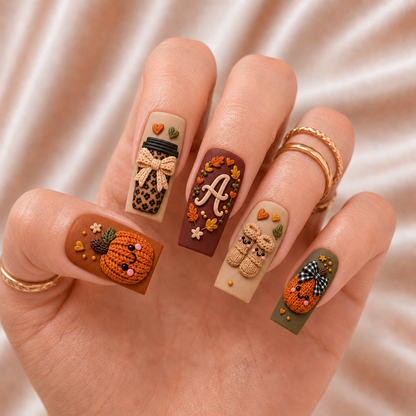 Cozy Pumpkin - Personalized Press-On Nails