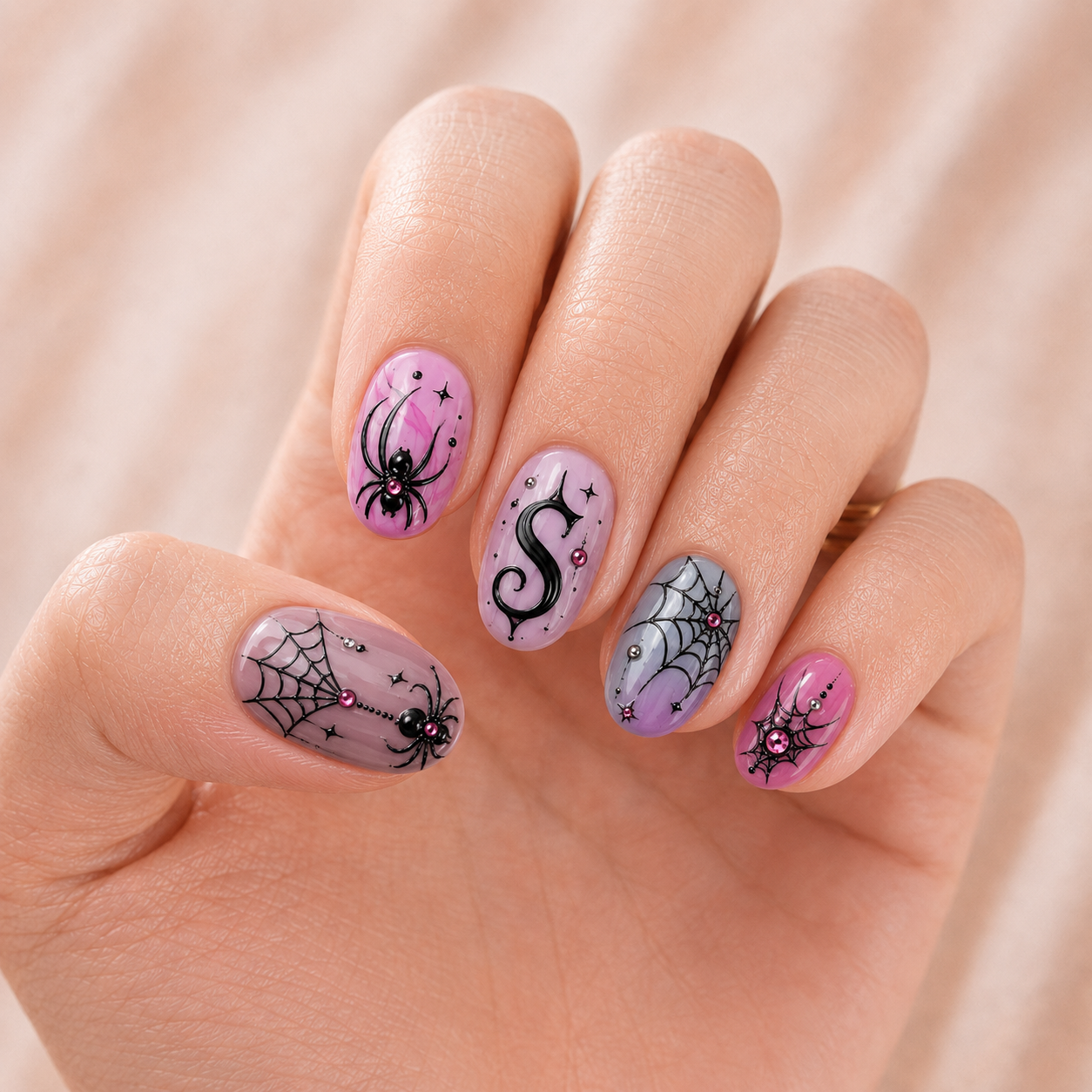 Pink Spider - Personalized Press-On Nails