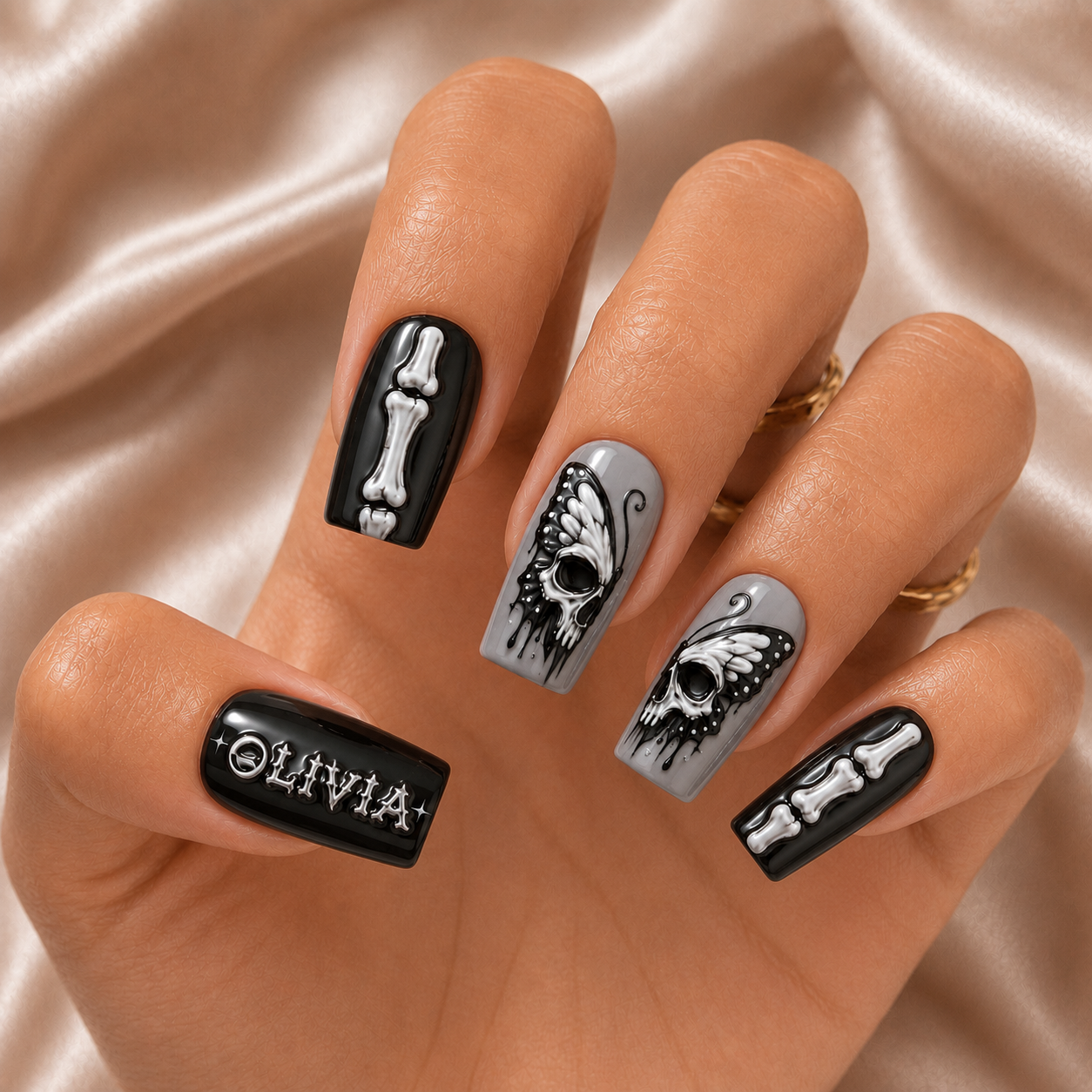 Skull Skeleton - Personalized Press-On Nails