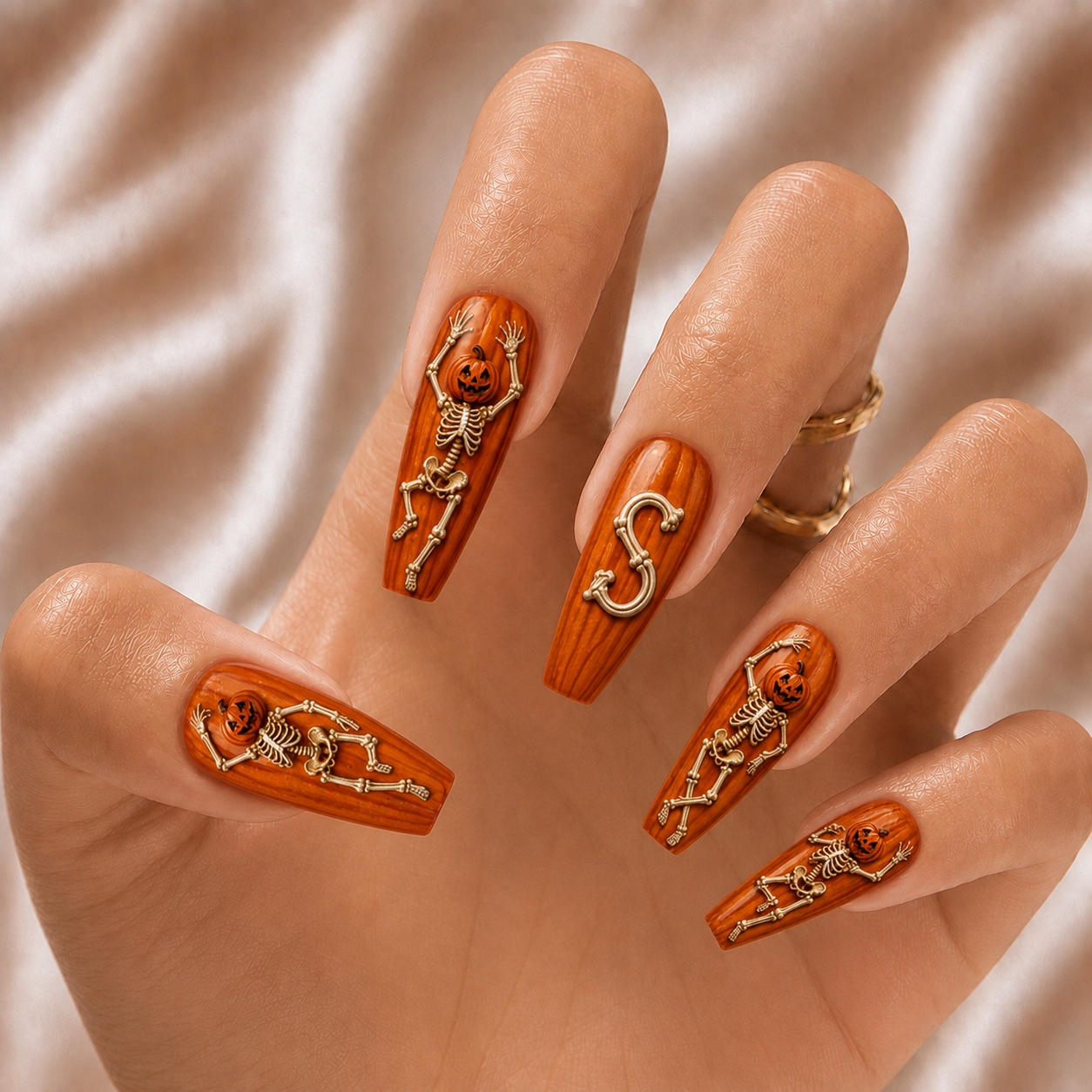 Pumpkin Skeleton - Personalized Press-On Nails