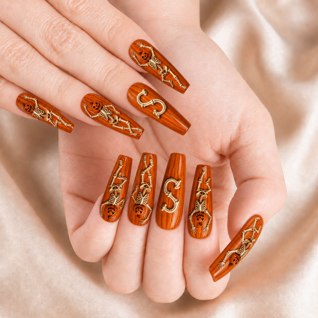 Pumpkin Skeleton - Personalized Press-On Nails