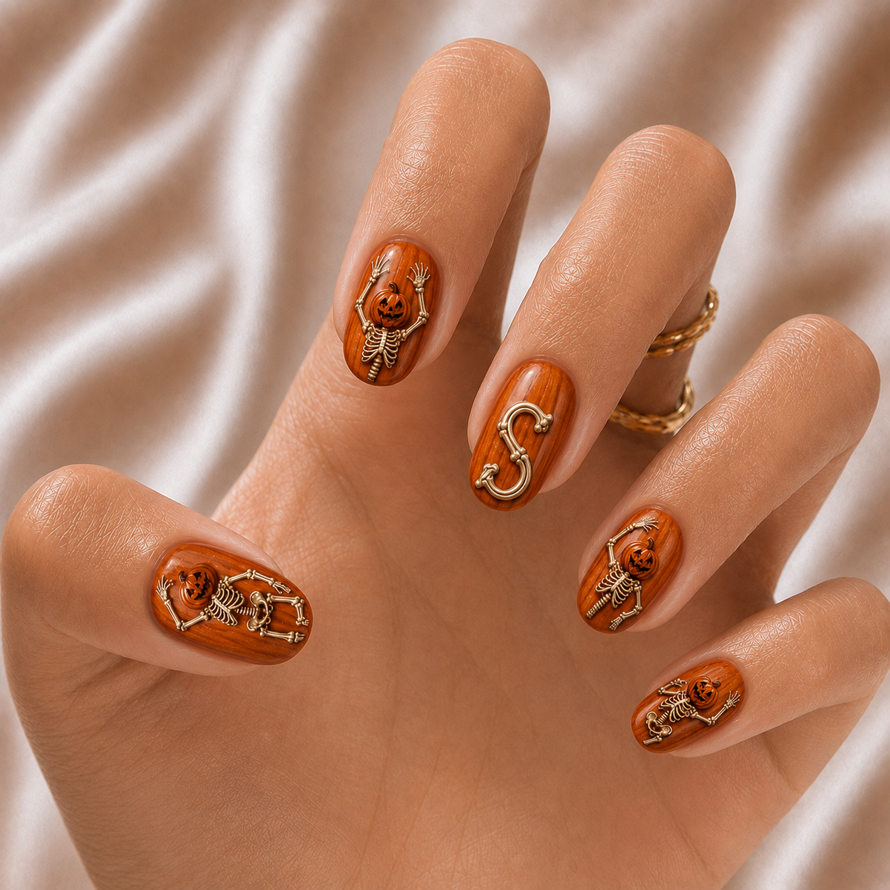 Pumpkin Skeleton - Personalized Press-On Nails