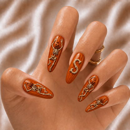 Pumpkin Skeleton - Personalized Press-On Nails