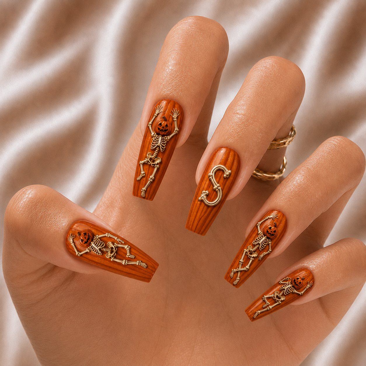 Pumpkin Skeleton - Personalized Press-On Nails