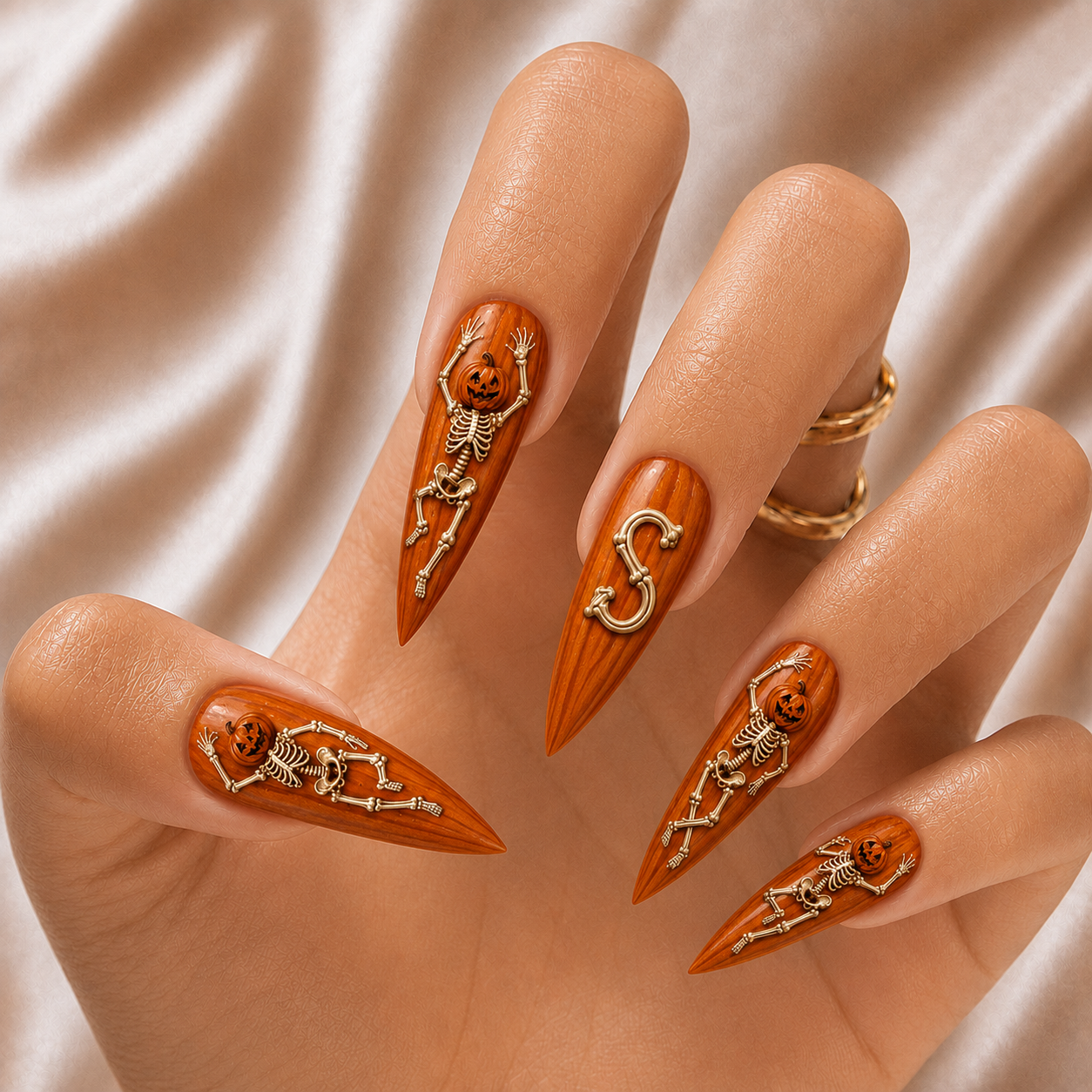 Pumpkin Skeleton - Personalized Press-On Nails