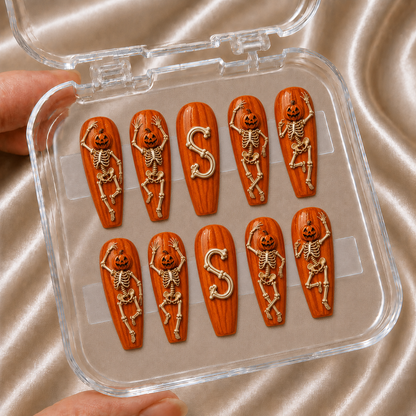 Pumpkin Skeleton - Personalized Press-On Nails