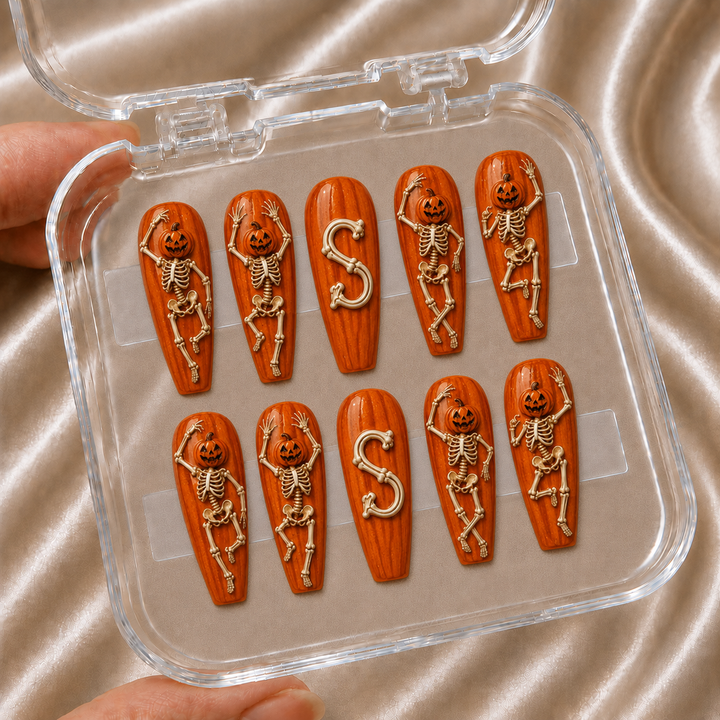 Pumpkin Skeleton - Personalized Press-On Nails