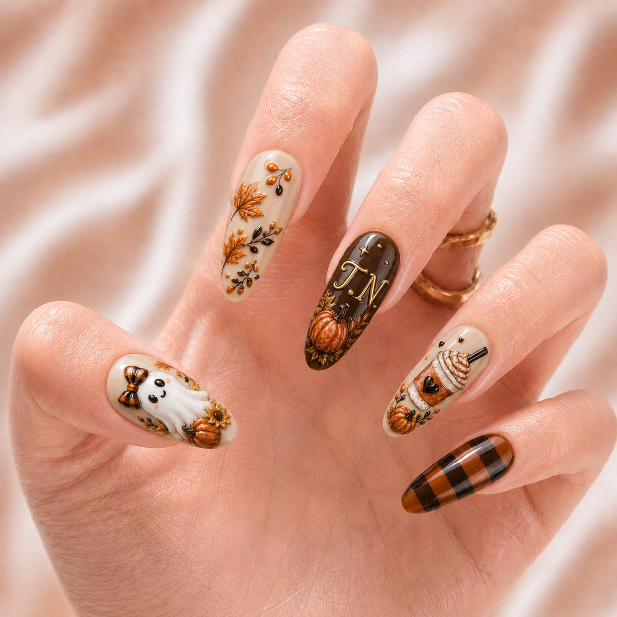 Cute Autumn Boo - Personalized Press-On Nails