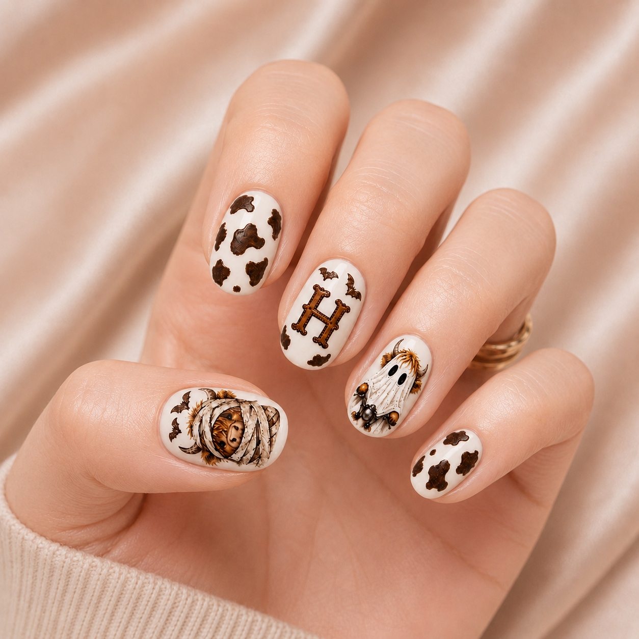 Highland Cow Ghost - Personalized Press-On Nails