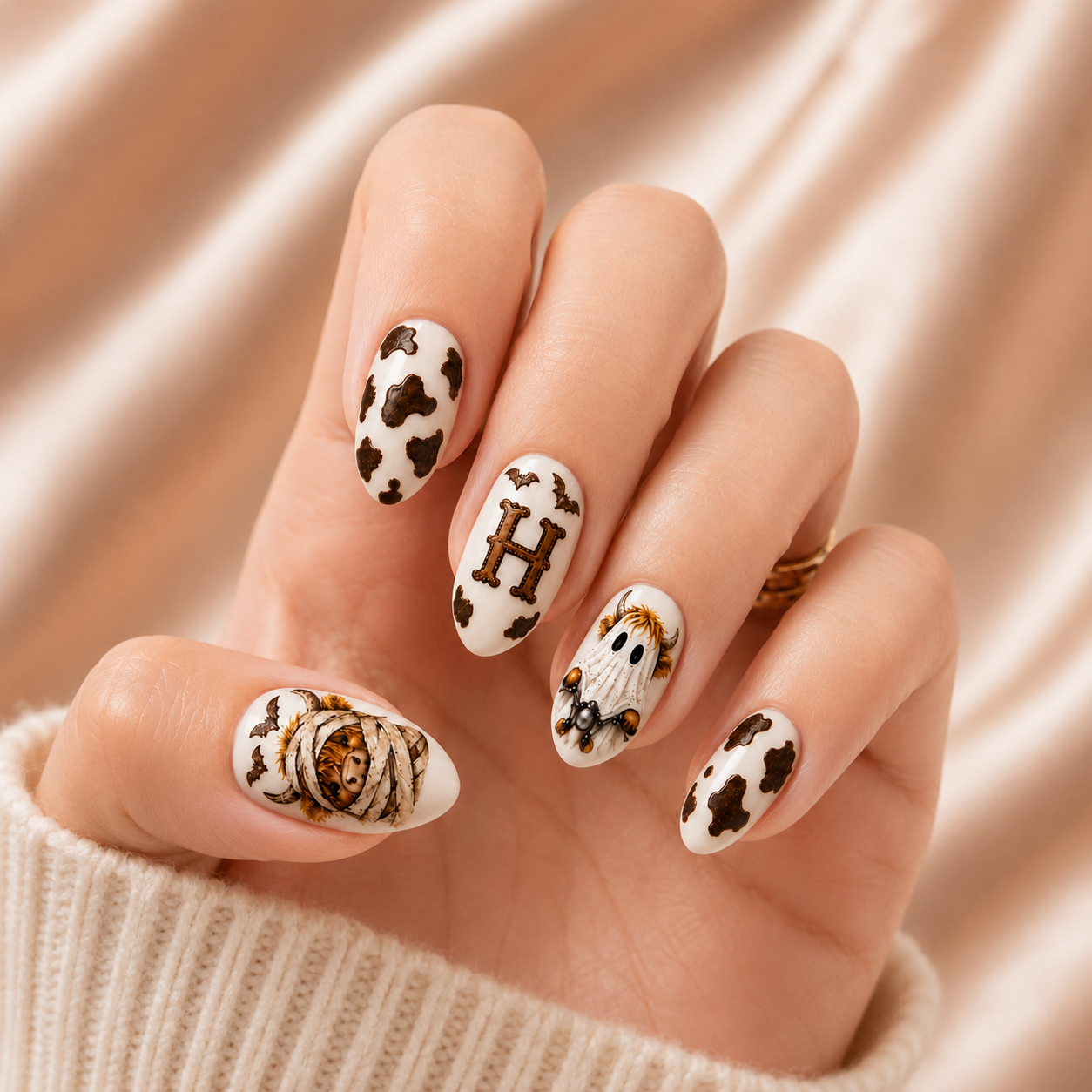 Highland Cow Ghost - Personalized Press-On Nails