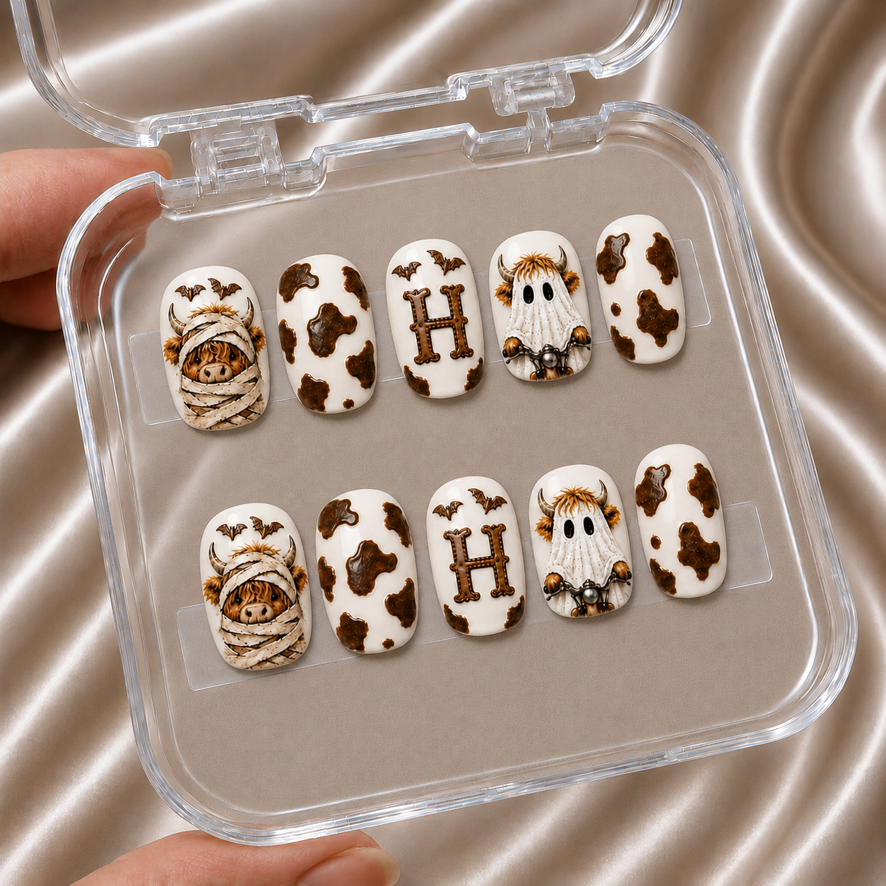 Highland Cow Ghost - Personalized Press-On Nails