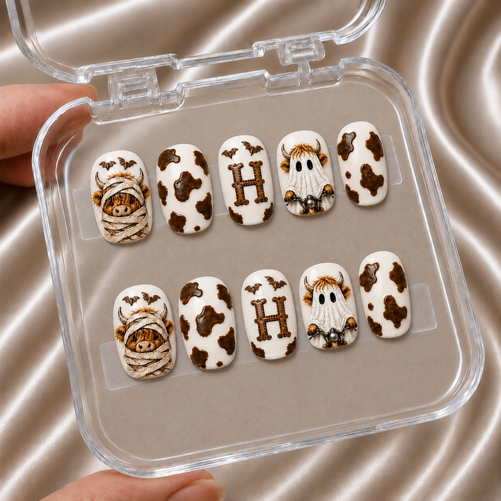 Highland Cow Ghost - Personalized Press-On Nails