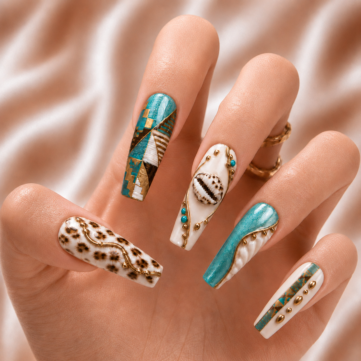 Cowrie Shell - Press-On Nails
